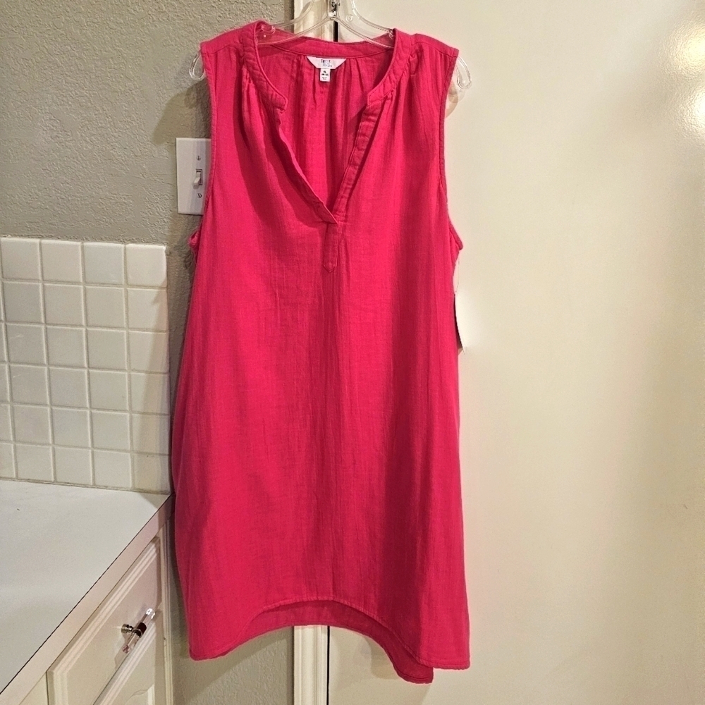 NWT Time & Tru V-Neck Sleeveless Pink Coverup XL 16-18